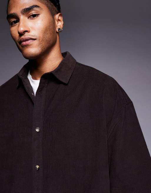 ASOS DESIGN - Oversized volumineus overhemd van fijn corduroy in bruin met wassing, 5 van 5
