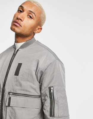 asos grey bomber jacket