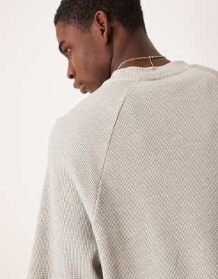 Asos Design Oversized Waffle Raglan T-shirt In Neutral