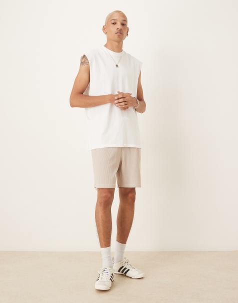 ASOS DESIGN oversized waffle shorts in beige - view 1
