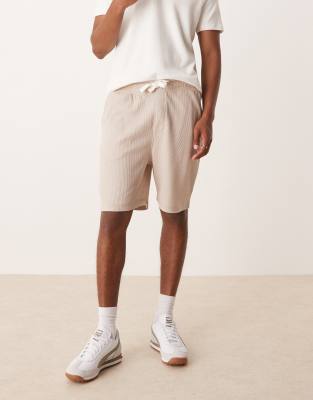 Asos Design Oversized Waffle Shorts In Neutral