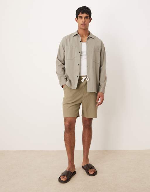 ASOS DESIGN oversized waffle shorts in brown