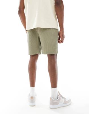 Asos Design Oversized Waffle Shorts In Brown