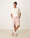 [ASOS DESIGN] ASOS DESIGN oversized waffle shorts in pink L Pale mauve