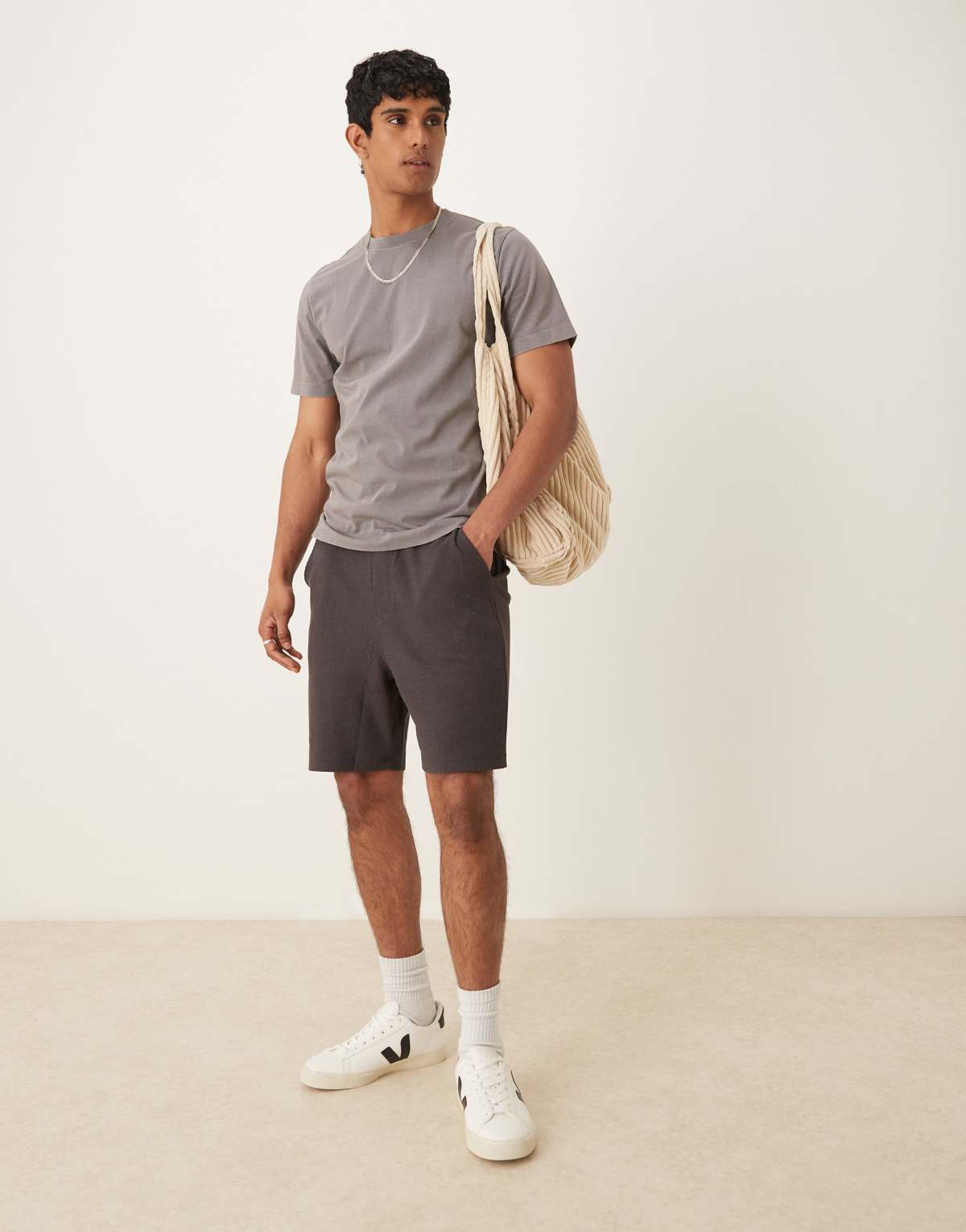 ASOS DESIGN oversized waffle shorts in washed black