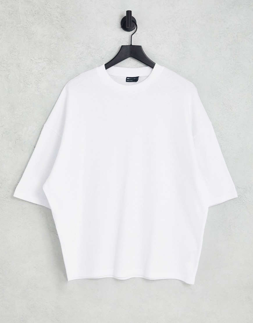 ASOS DESIGN oversized waffle T-shirt in white