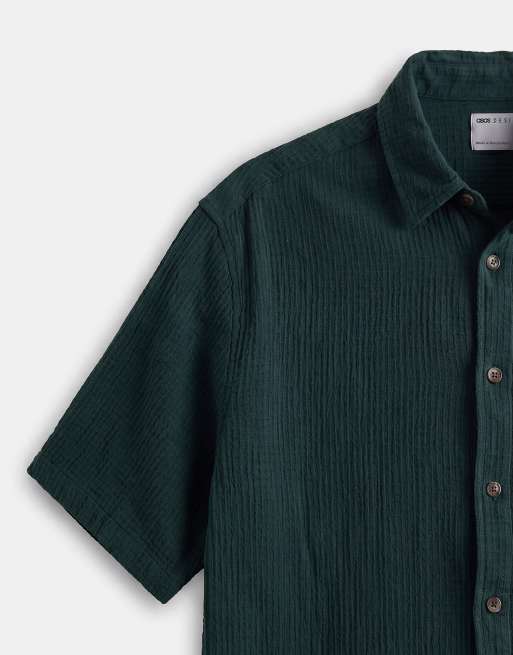 ASOS DESIGN oversized waffle textured shirt in green, 8 of 9