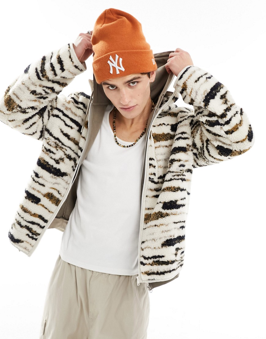 ASOS DESIGN oversized walker jacket in neutral tiger print