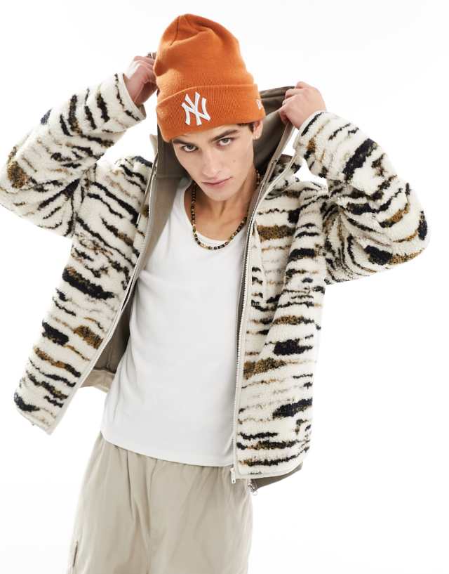 ASOS DESIGN - oversized walker jacket in neutral tiger print