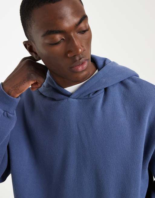 ASOS DESIGN oversized wash hoodie with pigment print in blue, 3 of 5