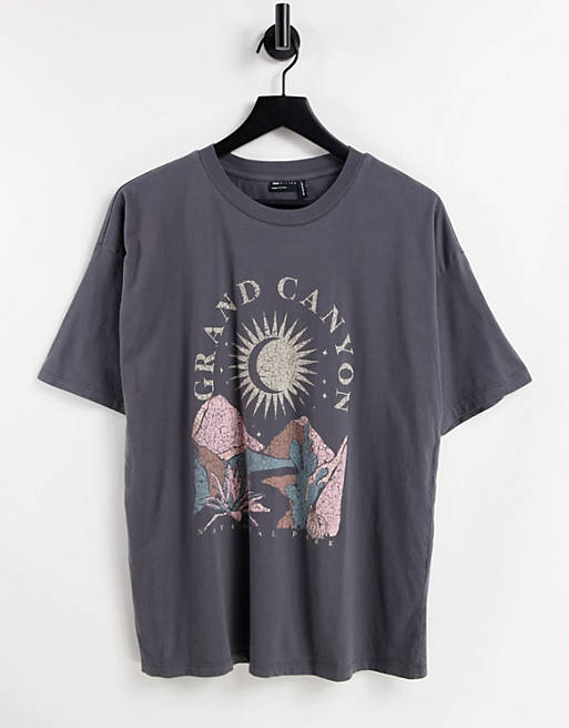 ASOS DESIGN oversized washed grand canyon t-shirt in charcoal