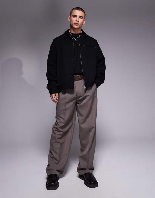 everyone nylon silk oversized harrington jacket (BLACK