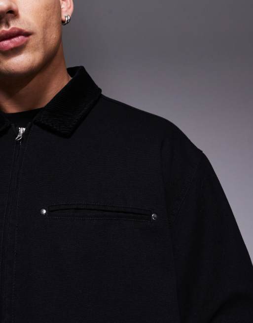 ASOS DESIGN oversized washed harrington jacket in black | ASOS