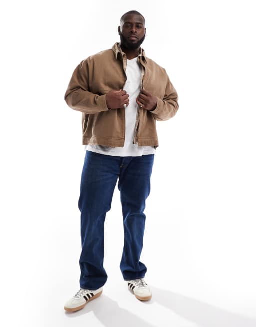 ASOS DESIGN oversized washed harrington jacket in brown