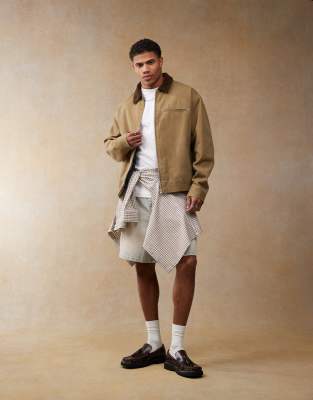 ASOS DESIGN ASOS DESIGN oversized washed harrington jacket in Olive-Green