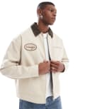 [ASOS DESIGN] ASOS DESIGN oversized washed harrington jacket in stone-Neutral L STONE