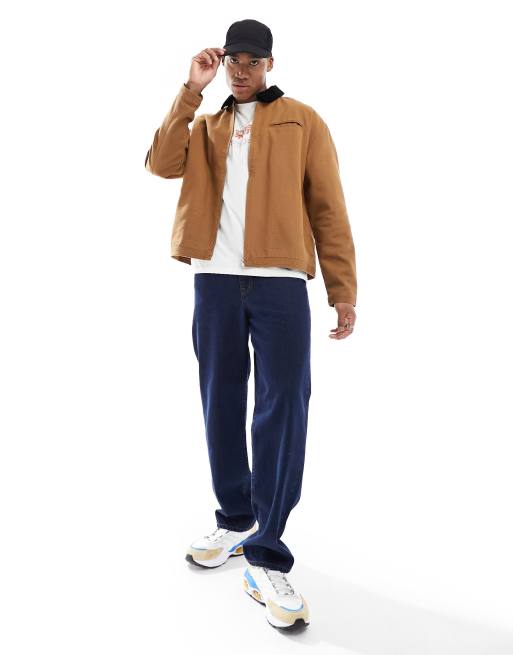 ASOS DESIGN oversized washed harrington jacket with cord