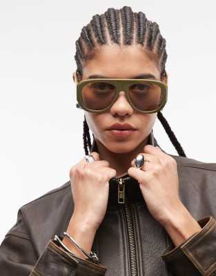 Asos Design Oversized Washed Leather Bomber Jacket In Brown