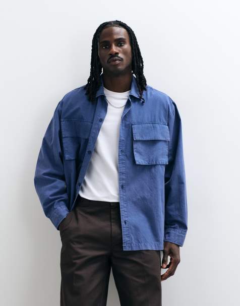 ASOS DESIGN oversized washed poplin shirt in blue - view 1