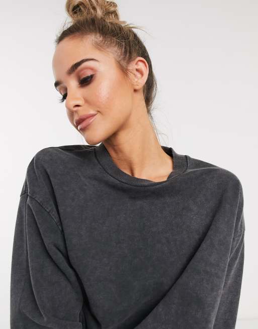 ASOS Oversized Sweatshirt In Washed Gray