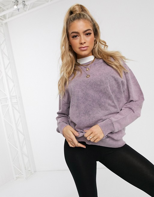 ASOS DESIGN oversized washed sweatshirt in lilac