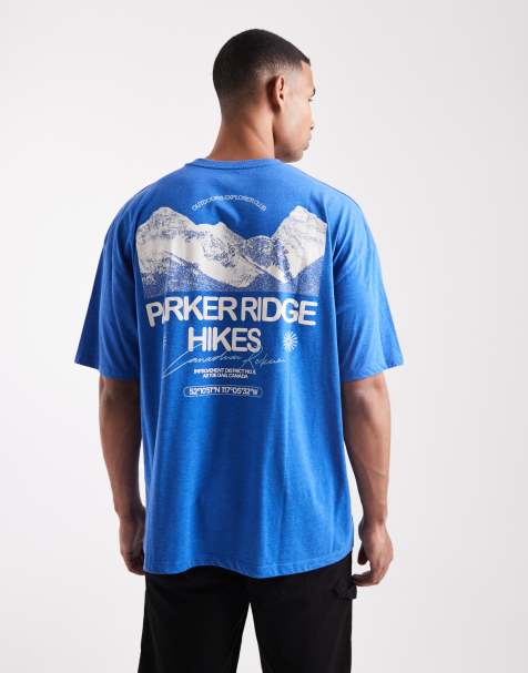 ASOS DESIGN oversized washed t-shirt with scenic graphic in blue - view 1