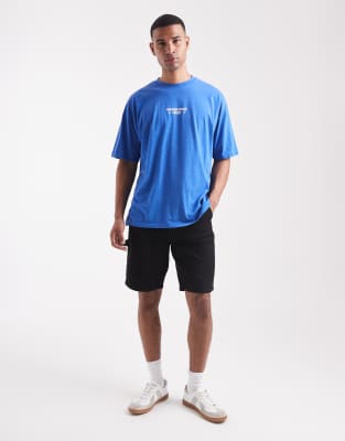 Asos Design Oversized Washed T-shirt With Scenic Graphic In Blue