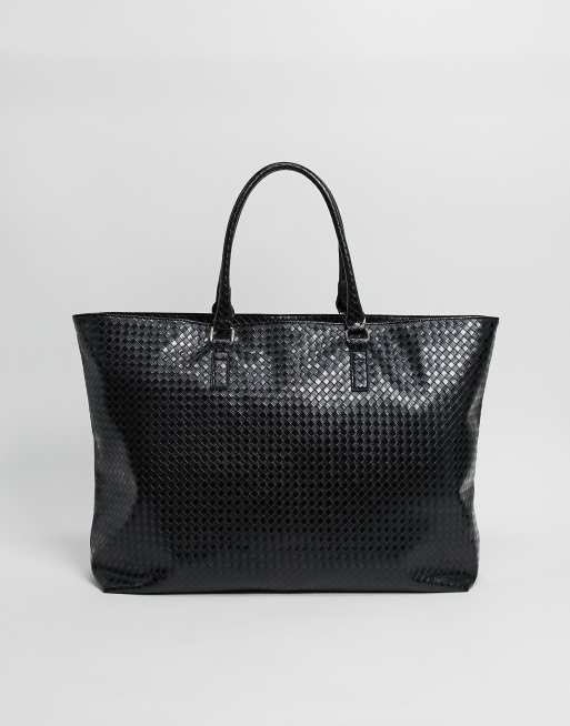 ASOS DESIGN oversized weekender bag in black weave