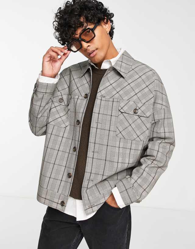 ASOS DESIGN oversized western jacket in check