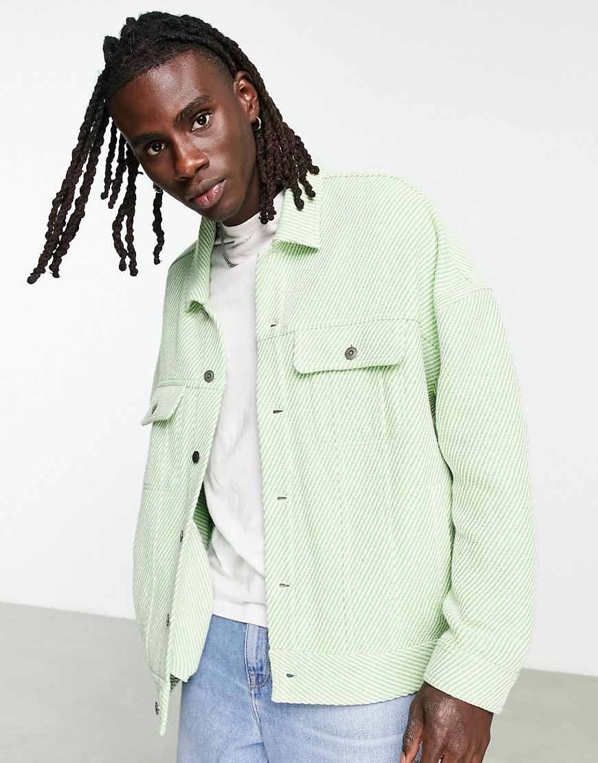 ASOS DESIGN oversized western jacket in green twill
