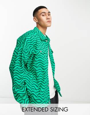 ASOS DESIGN oversized denim western jacket in green