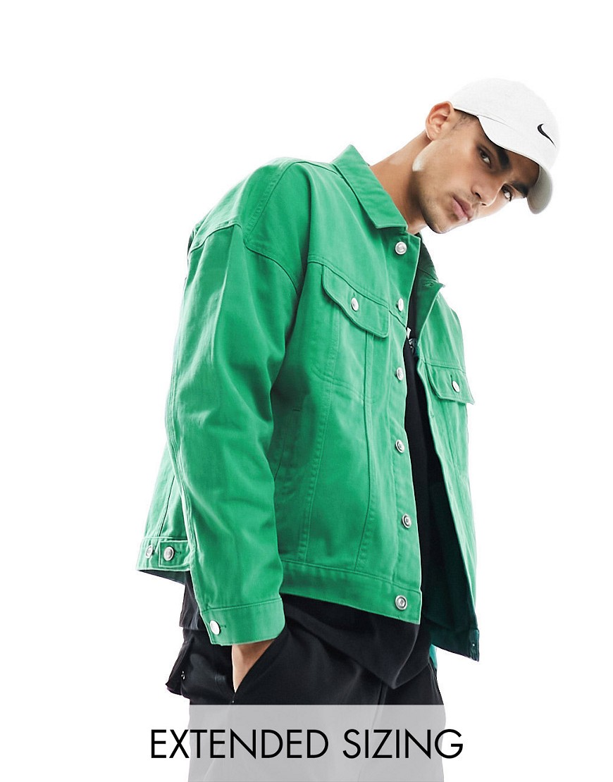 ASOS DESIGN oversized western jacket in green-Auburn