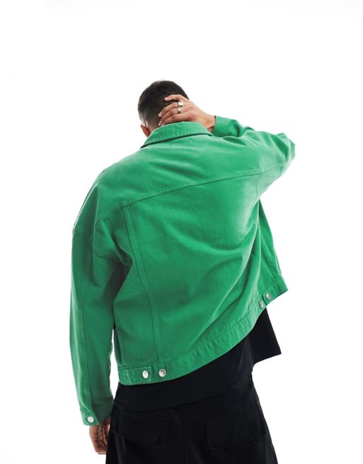 ASOS DESIGN oversized denim western jacket in green