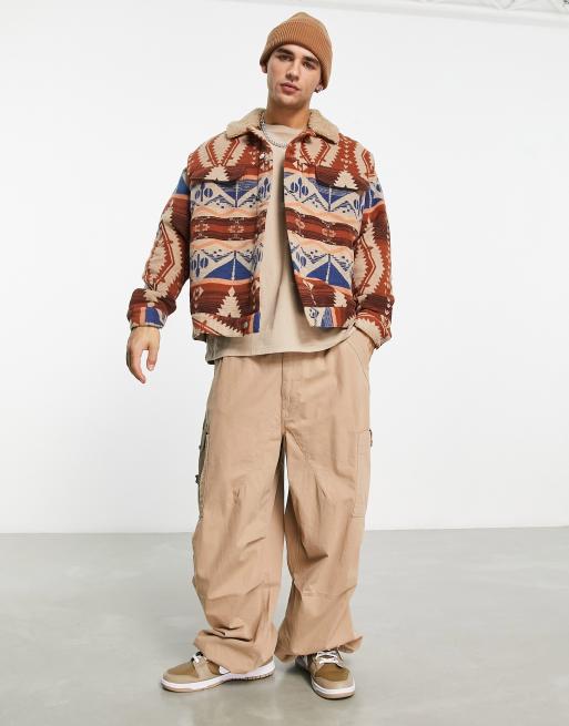 ASOS DESIGN - Oversized western-jakke med aztekerprint og imiteret lammeskindskrave, 4 af 4