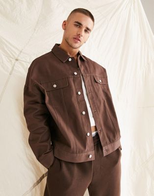 ASOS DESIGN oversized western twill jacket in brown | ASOS