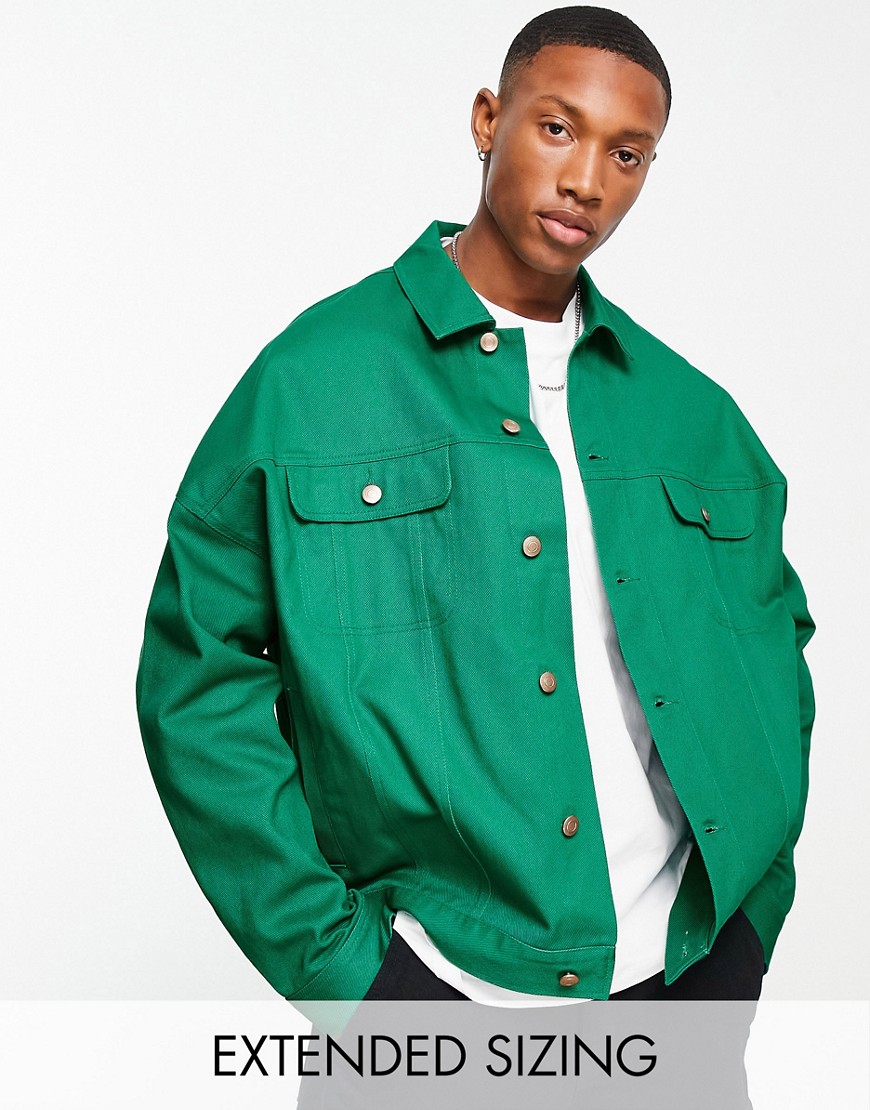 ASOS DESIGN oversized Western twill jacket in green