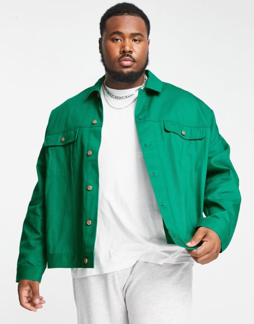 ASOS DESIGN oversized western twill jacket in green | ASOS