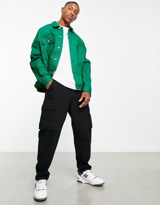 ASOS DESIGN oversized western twill jacket in green | ASOS