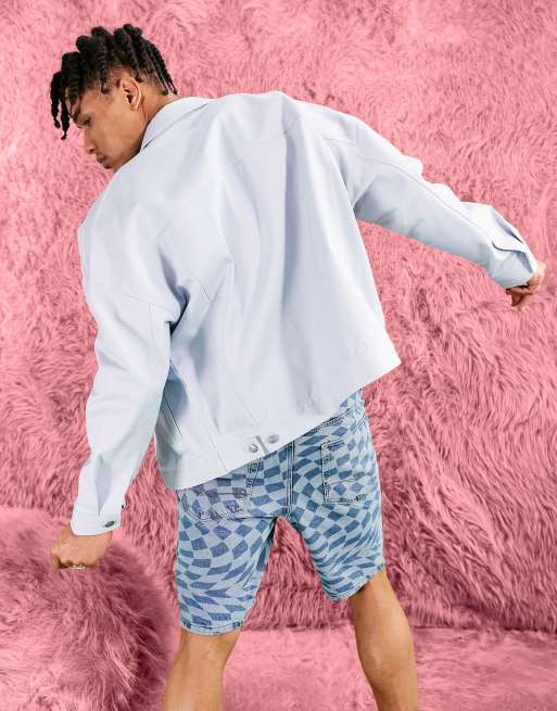 ASOS DESIGN - Oversized westernjack van keperstof in lichtblauw, 3 van 4