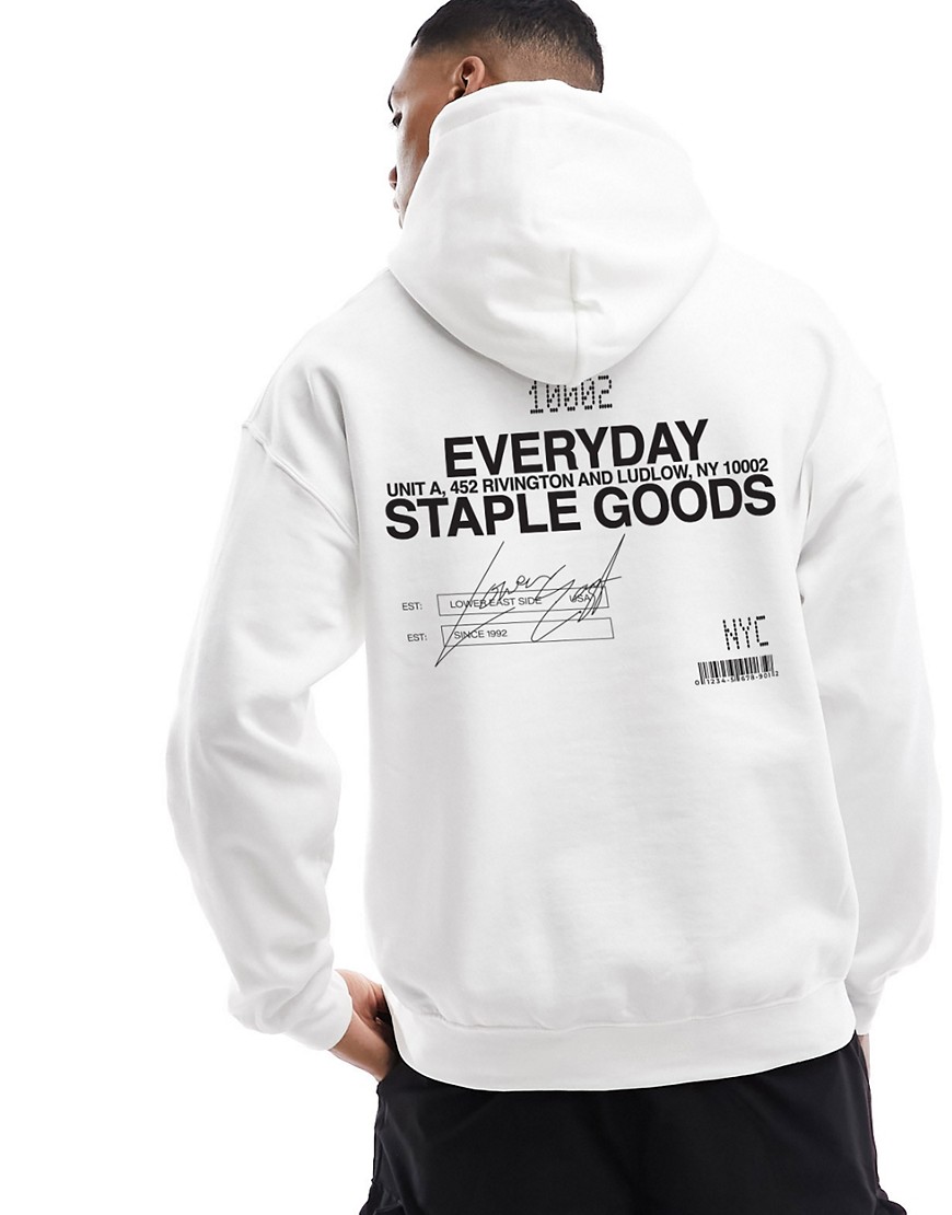 ASOS DESIGN oversized white hoodie with multi text prints