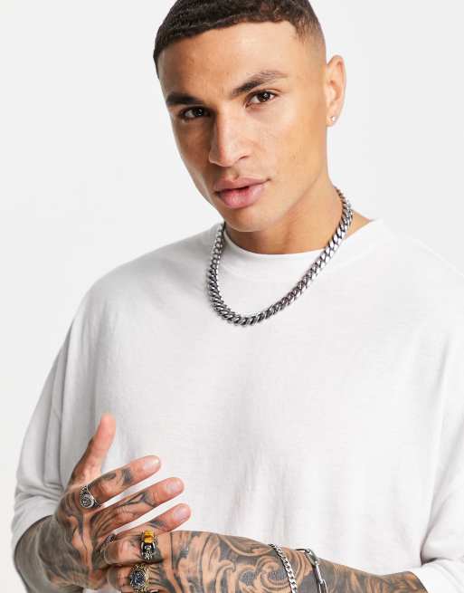 ASOS DESIGN oversized white linen look t-shirt