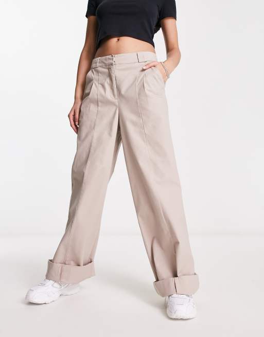 ASOS DESIGN oversized wide leg chino trouser in sand | ASOS