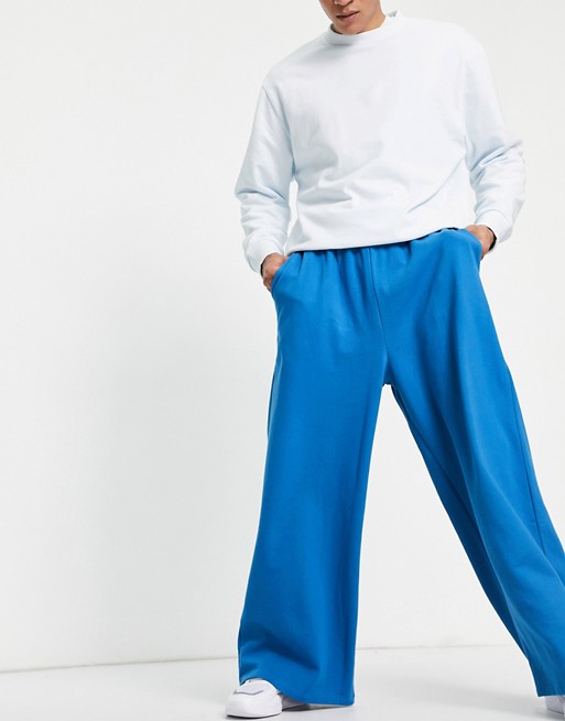 ASOS DESIGN oversized wide leg joggers in blue