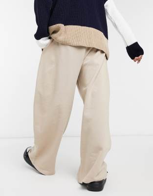 beige wide leg joggers