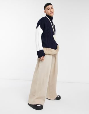 beige wide leg joggers