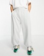 ASOS DESIGN oversized wide leg joggers with side ties in light grey
