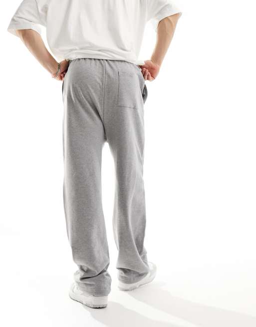 Shape Grey Marl Pocket Printed Wide Leg Sweatpants