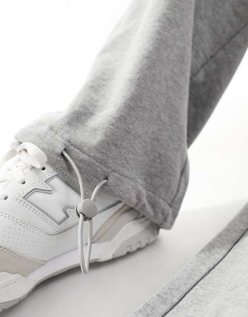 ASOS DESIGN oversized wide leg joggers with toggles in grey marl , 3 of 5
