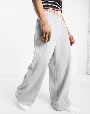 ASOS DESIGN oversized wide leg sweatpants in gray heather-Grey