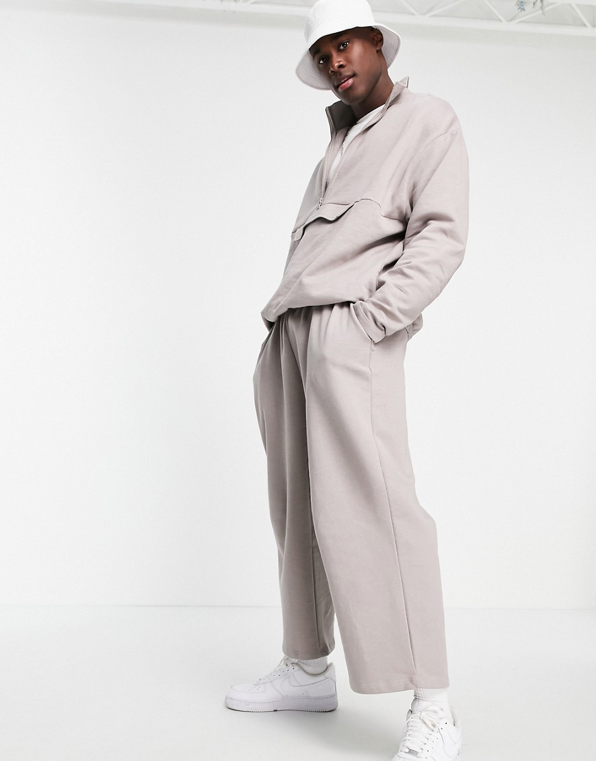 ASOS DESIGN oversized wide leg sweatpants in gray - part of a set-Grey